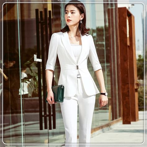 Ne Style Fashion Ladies White Blazer Women Business Suits Formal Office