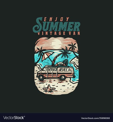 enjoy summer vintage van t shirt graphic design vector image