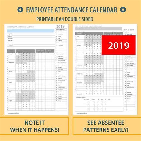 2021 Employee Absentee Calendar Printable Calendar Printables