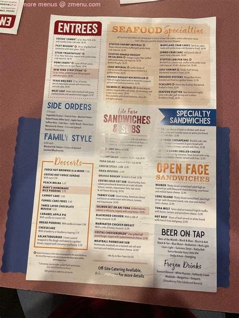 online menu of costas inn restaurant baltimore maryland 21222 zmenu