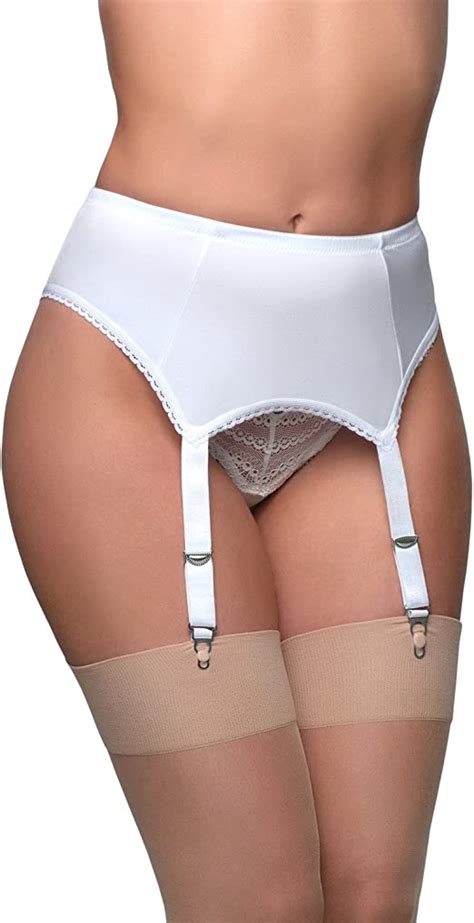 nylon dreams ndl6 women s white garter belt 4 strap suspender belt nylon dreams