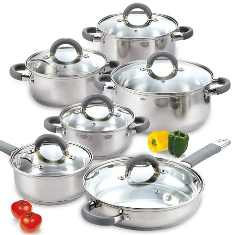 304 Stainless Steel 12 Piece Cookware Set With Three Layers Composite