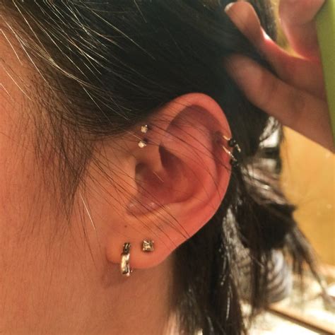 I just really love piercings. New double forward helix piercings by Mic! (the other ...