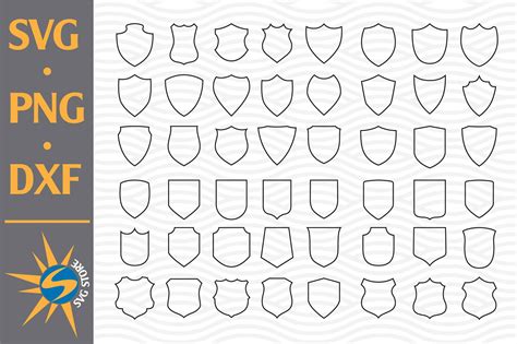 Shield Outline Svg Png Dxf Digital Files Include 762114 Cut Files