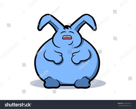 Illustration Sitting Blue Chubby Bunny Stock Vector Royalty Free
