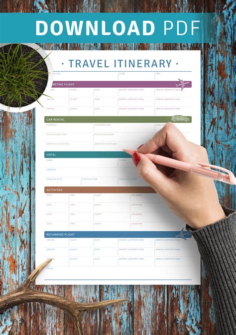 Downloadable Printable Travel Itinerary Template Images