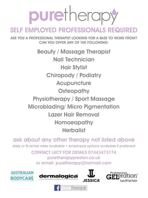 Self Employed Professionals Required Pure Therapy Beauty Salon