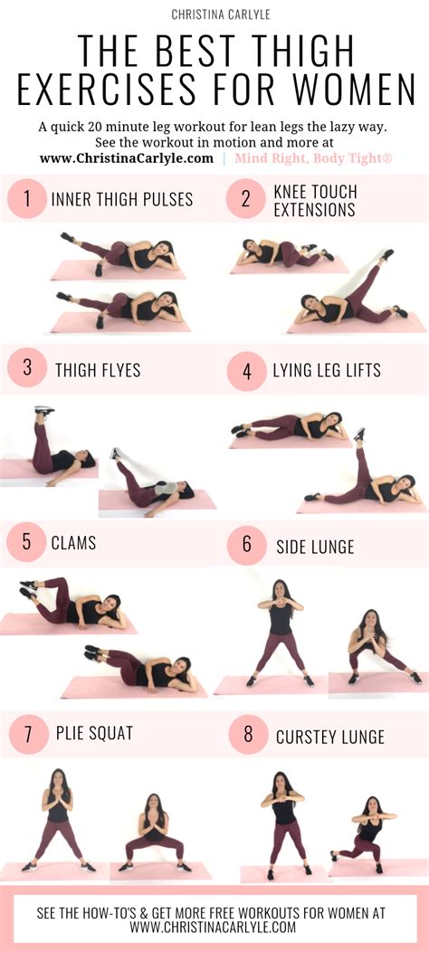 Thigh Exercises For Tight Toned Inner And Outer Thighs With Images Thigh Exercises For