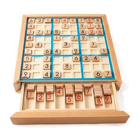 Wooden Sudoku Puzzle Board Wood Sudoku Game Set With Drawer Math Brain