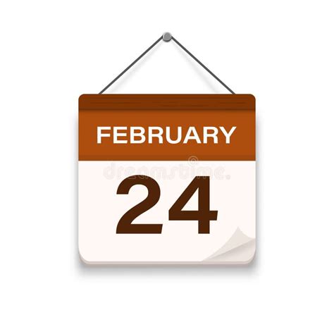 February 24 Calendar Icon Day Month Meeting Appointment Time Event
