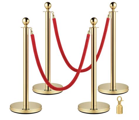 Gold Stanchion Set With Red Velvet Rope 5ft Rope