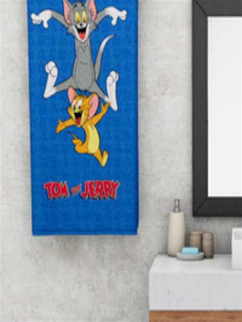 Buy Bianca Kids Blue And Grey Tom And Jerry Printed 380 Gsm Bath Towel