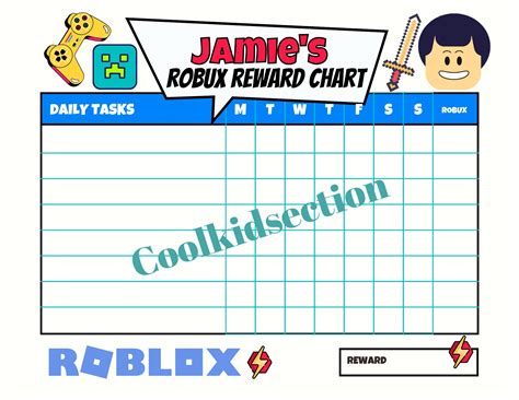 Personalised Roblox Reward Chart For Children Customisable Etsy Uk