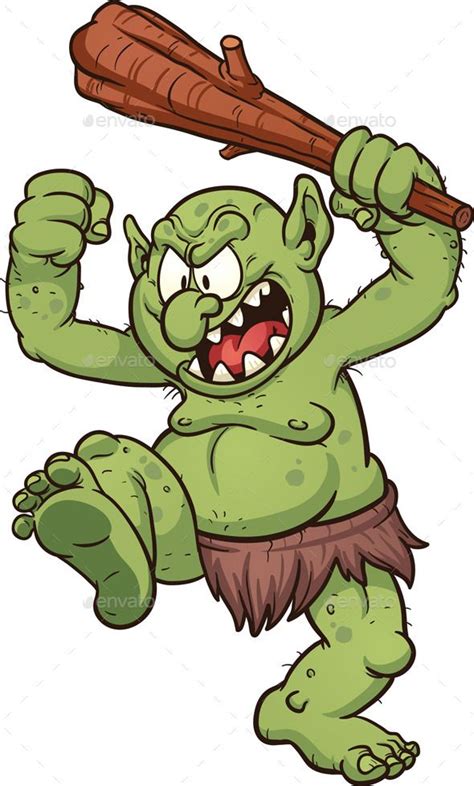 Angry Cartoon Troll Vector Clip Art Illustration With Simple Gradients