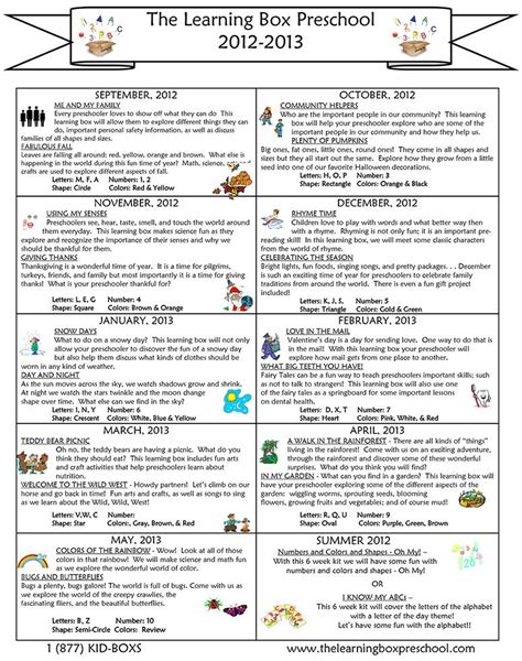Preschool Curriculum By Month Preschool Curriculum Daycare