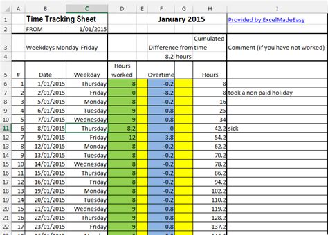 Free Time Tracking Template Collection