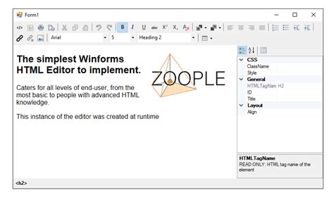 Download Zoople HTML Editor .NET for Winforms v1.5.1.2 + Key | Html editor, Editor, Content ...