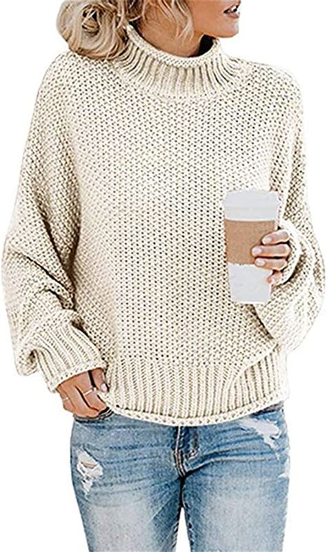 Damen Pullover Rollkragenpullover Winter Style Bold Lines Pullover