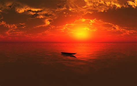 Lone Boat In The Sunset Hd Wallpaper Sfondo 1920x1200 Id736517