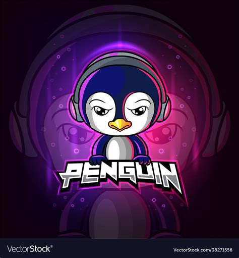 Penguin Mascot Esport Logo Design Royalty Free Vector Image