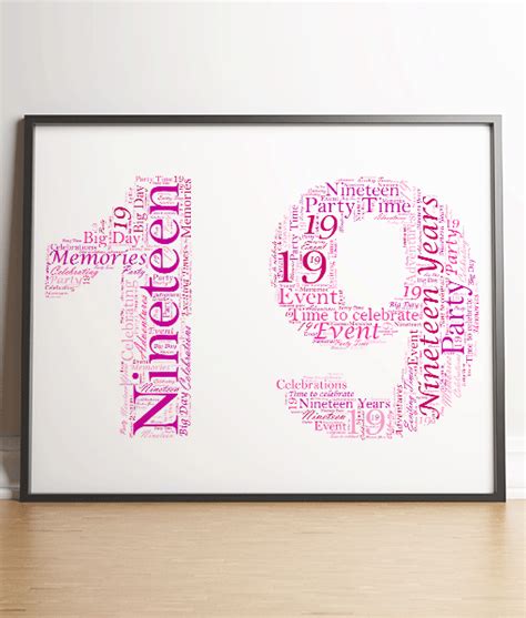 Personalised 19th Birthday Word Art T Abc Prints Word Art Ts