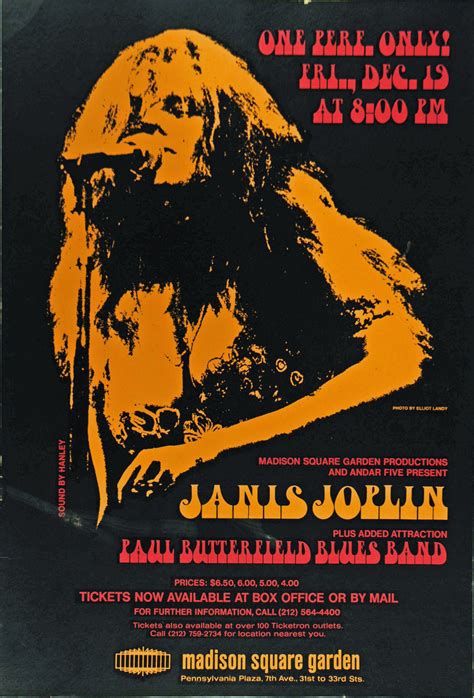 1969 Janis Joplin At Madison Square Garden Vintage Concert Posters