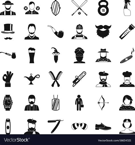 Beard Icons Set Simple Style Royalty Free Vector Image
