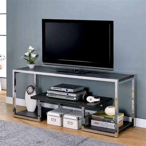 Furniture Of America Sen Contemporary 60 Inch Metal 3 Shelf Tv Stand
