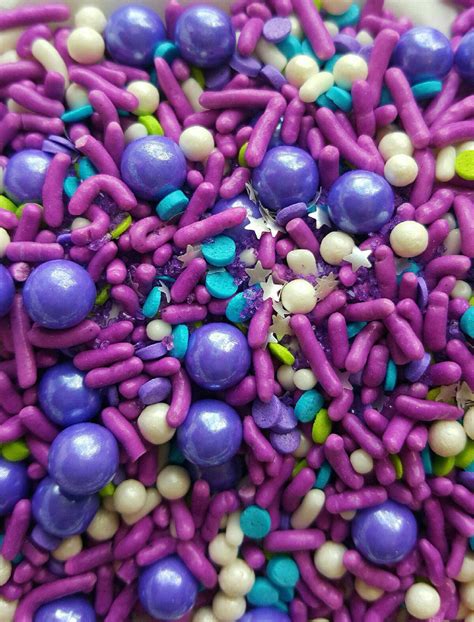 Mermaid Mix Sprinkles Jimmies Dragees Edible Stars Purple Teal Shimmer Cupcake Toppeer