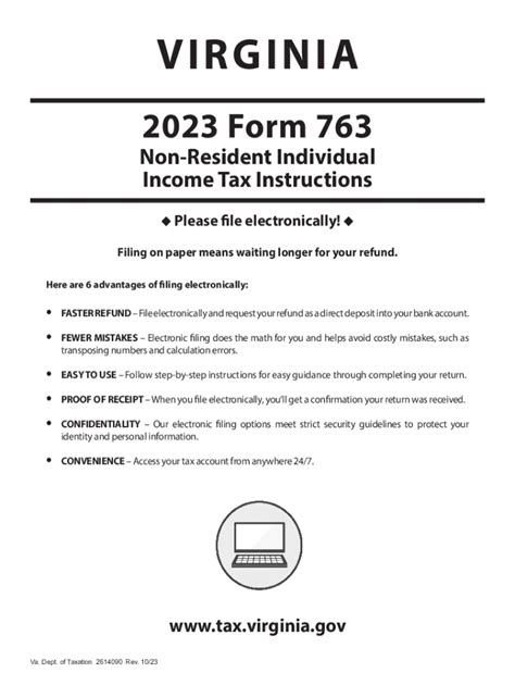 Fillable Online Draft 2023 Virginia Form 763 Nonresident Individual