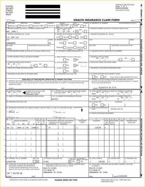 Free Cms 1500 Template For Word Of Cms 1500 Form Printable Images