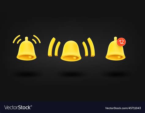 Golden Bell Reminders Set 3d Royalty Free Vector Image