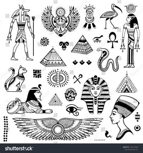 Vector Tribal Ethnic Set Egyptian Symbols Stock Vector Royalty Free