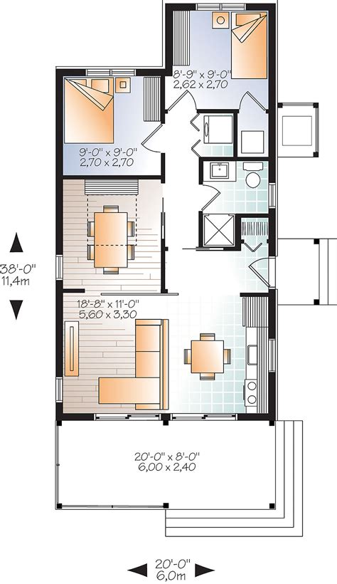 Small home plans are defined on this website as floor plans under 2,000 square feet of living area. 2 Bedrm, 700 Sq Ft Cottage House Plan #126-1855