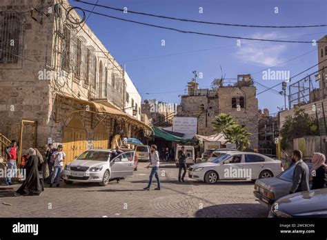 The Palestinian People Walking In The Dowtown Of Hebron West Bank