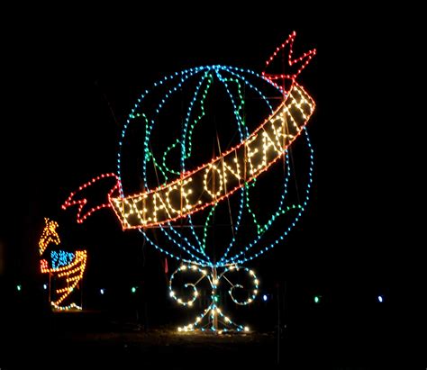 peace on earth globe at bright nights at nights at forest park christmas display outdoor