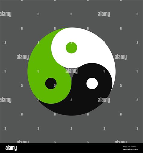 Triple Yin Yang Symbol Three Colors In Balance White Black And Green Vector Clip Art