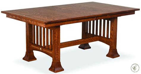 Amish handmade refectory tables, or draw leaf dining tables, extend from the ends of the table top in solid american hardwood. Our Singita Trestle Dining Table is American made in Amish ...