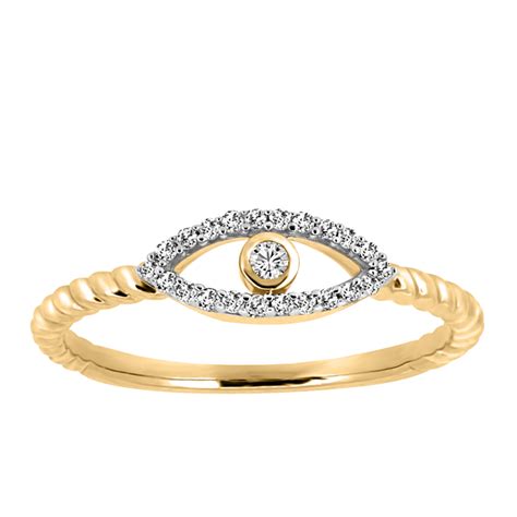 Evil Eye Diamond Everyday Stacking Ring With 10 Carat Tw Of Diamonds In 10kt Yellow Gold