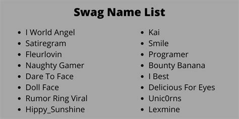 400 Creative Swag Name List Ideas That You Will Like