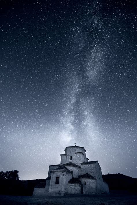 Download Wallpaper 800x1200 Church Starry Sky Night Milky Way Iphone