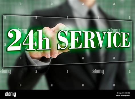 24h Service Icon On Virtual Screen Stock Photo Alamy