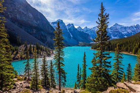 Lake In The Valley Of Ten Peaks Stock Photo Image Of Emerald Outdoor