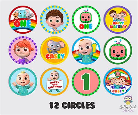 Cocomelon Birthday Party Personalized Cupcake Topper Digital Only