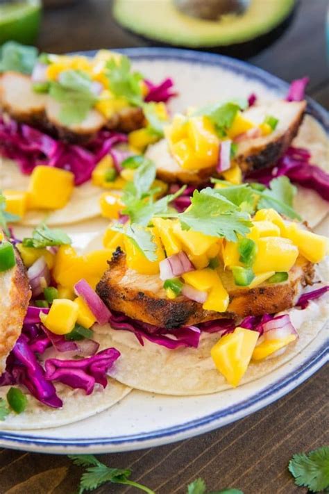 Grilled Chicken Tacos With Mango Salsa And Chipotle Sour Cream The Roasted Root