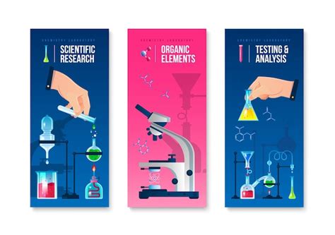 Free Vector Laboratory Scientific Research Vertical Banners Set