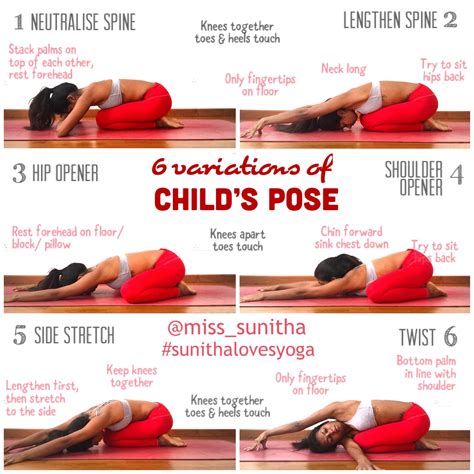 Yoga Pose Variations For Childs Pose Misssunitha Sunithalovesyoga