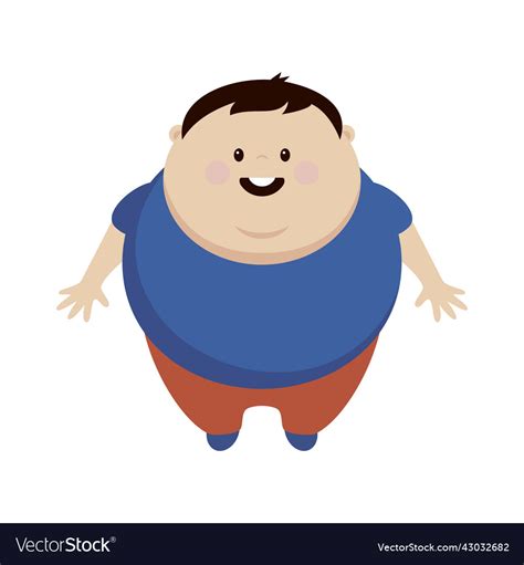 Fat Boy Man Obesity People Child Cartoon Icon Vector Image