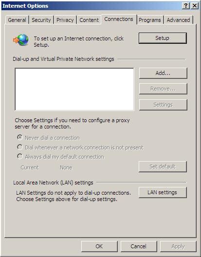 Screenshot Central Internet Explorer 8 Options Screenshot