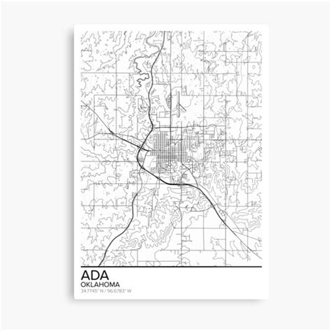 Ada Map Poster Print Wall Art Oklahoma T Printable Home And